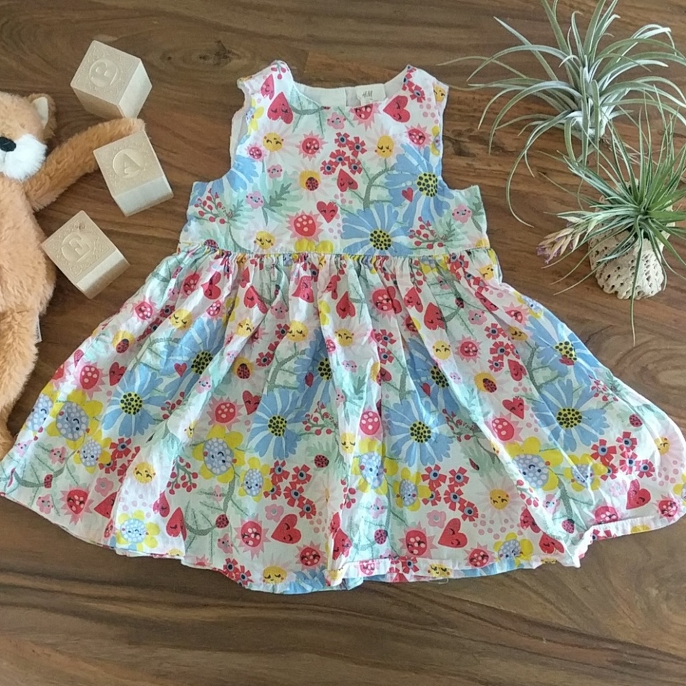 H&M baby girl floral heart sleeveless dress 12-18M